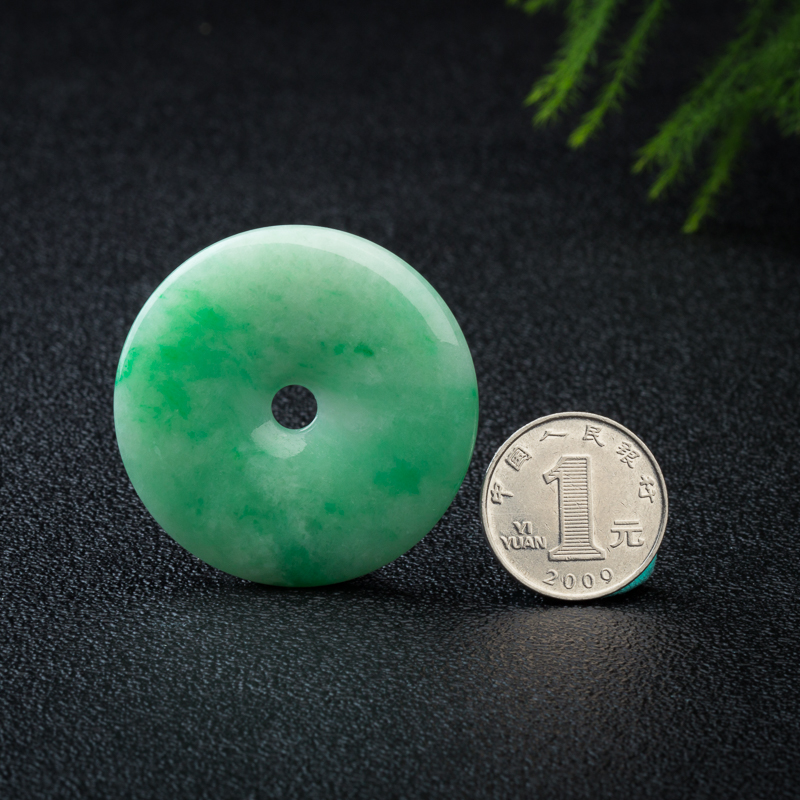缅甸天然翡翠平安扣吊坠-红掌柜