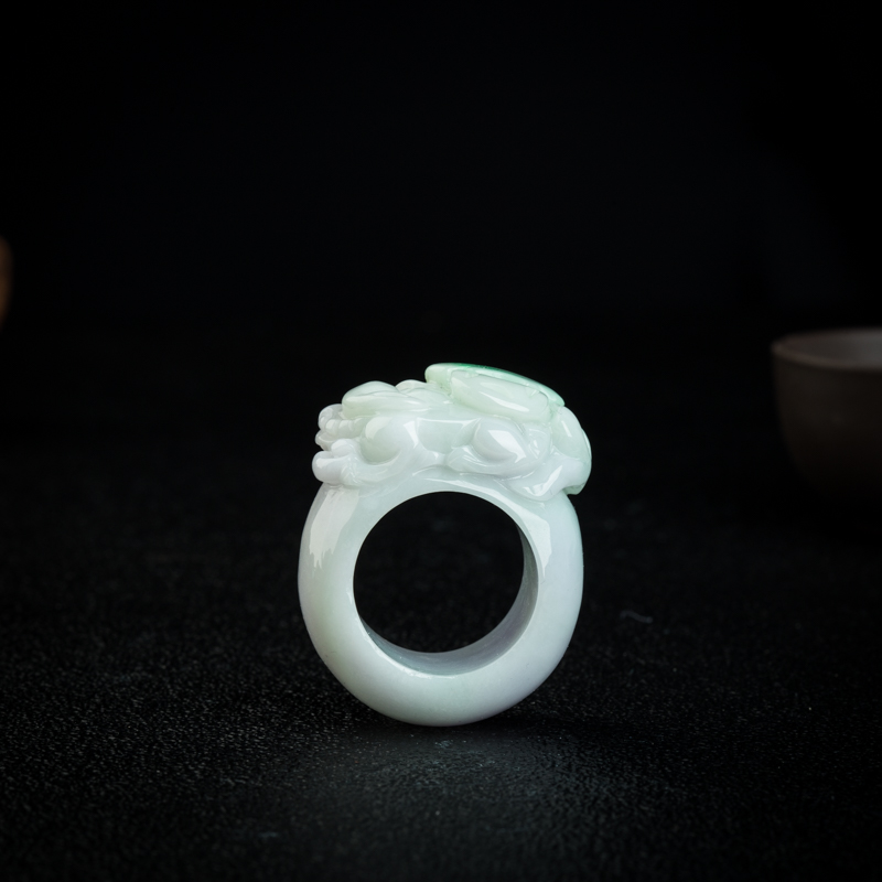 缅甸天然飘翠翡翠貔貅扳指-红掌柜