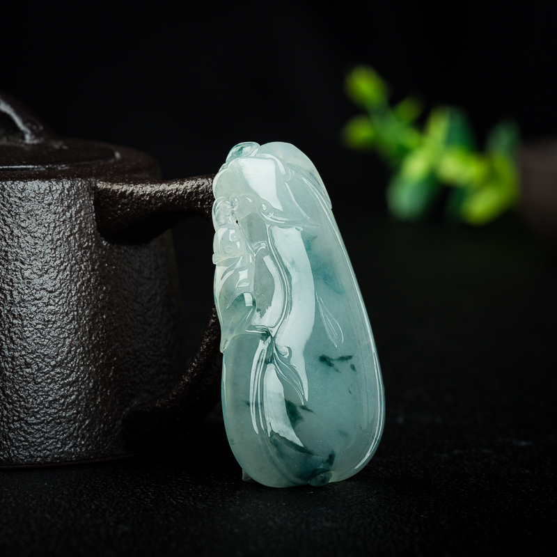 飘花翡翠福瓜吊坠-红掌柜