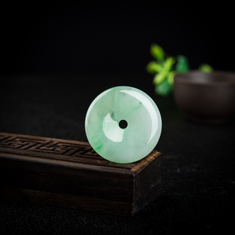 天然糯冰种飘翠翡翠平安扣吊坠两件-红掌柜