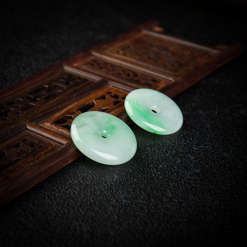 缅甸天然糯冰种飘翠翡翠吊坠两件-红掌柜