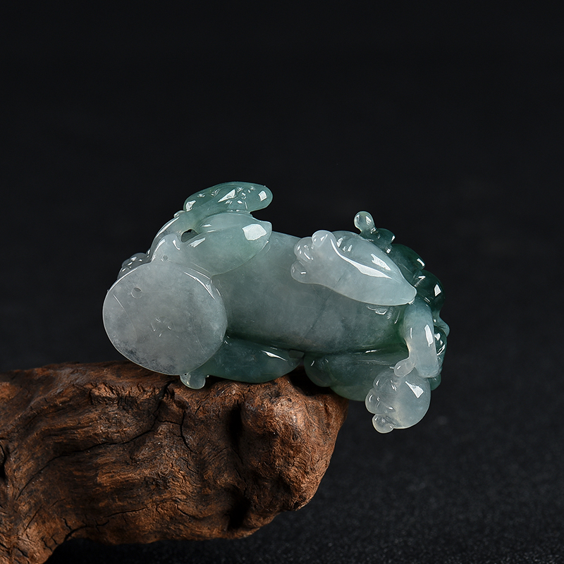 糯种蓝绿翡翠吊坠-红掌柜