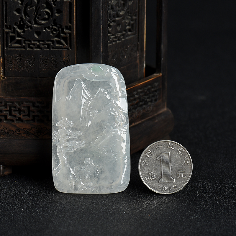 缅甸翡翠山水吊坠-红掌柜