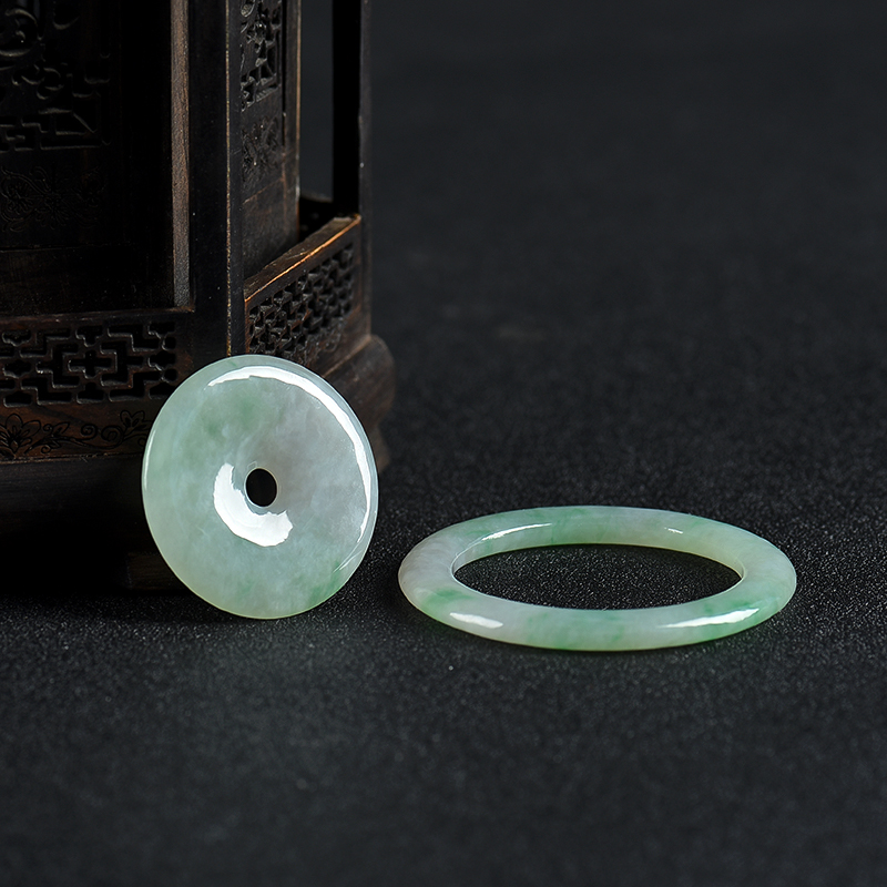 飘翠翡翠子母平安扣吊坠-红掌柜