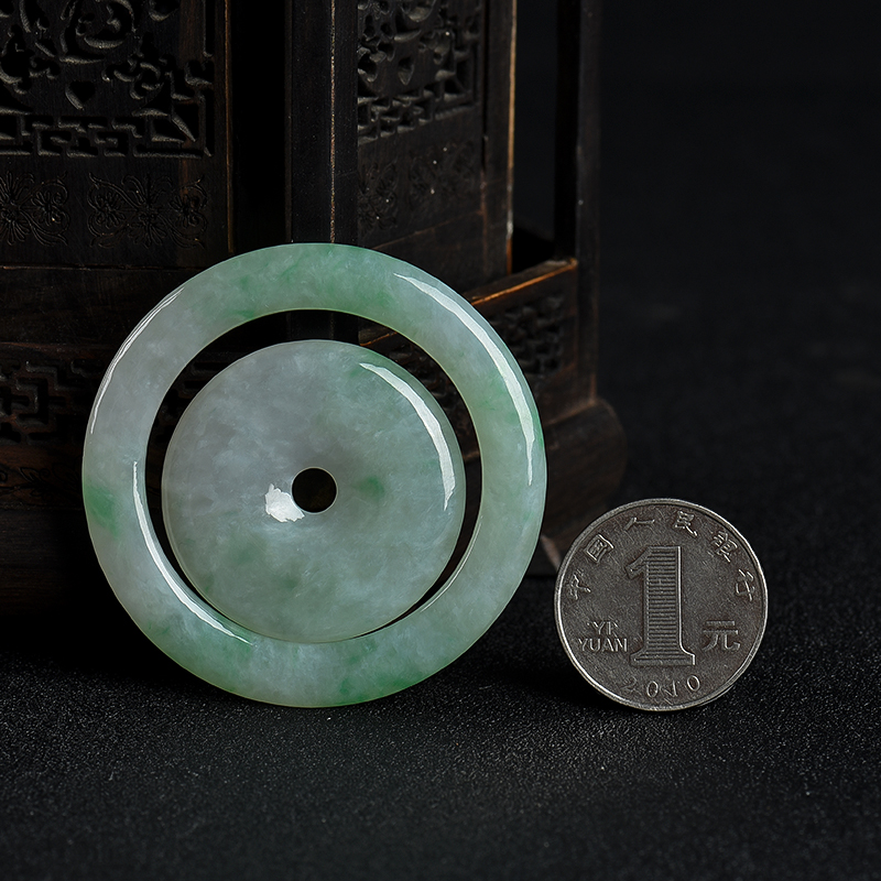 缅甸翡翠子母平安扣吊坠-红掌柜