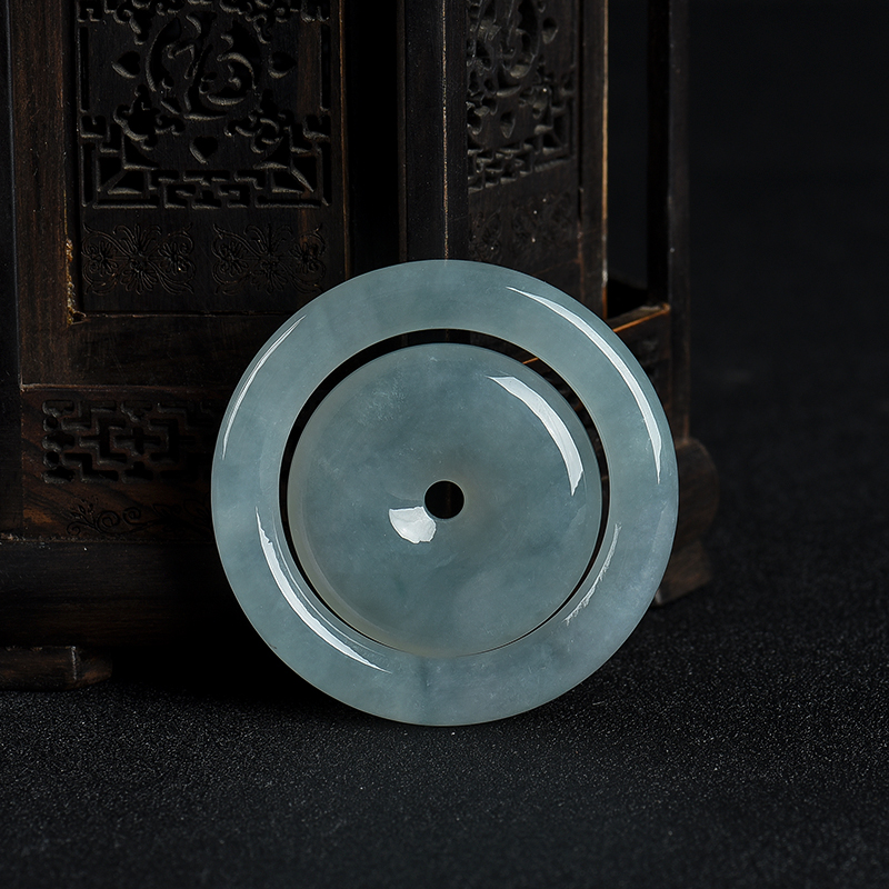 糯种晴水翡翠子母平安扣吊坠-红掌柜