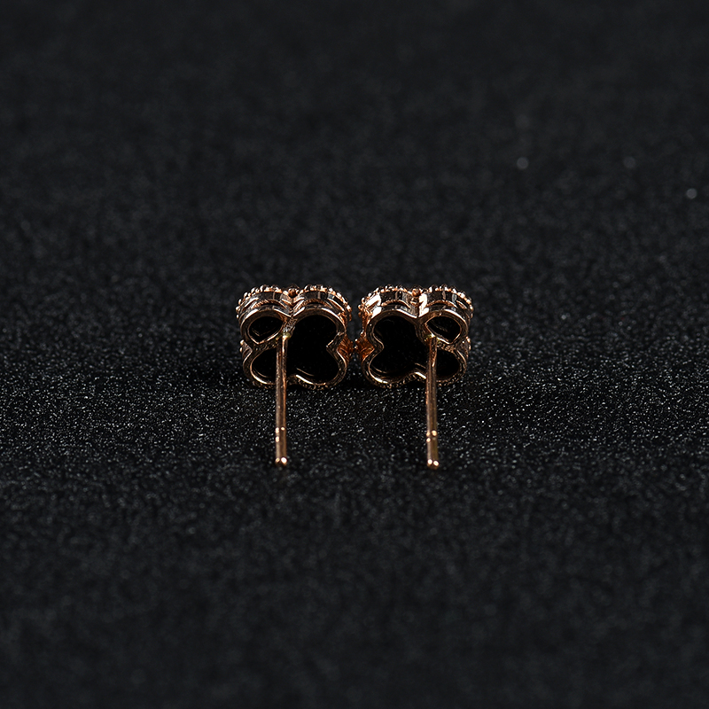 18k糯种墨翠耳钉-红掌柜