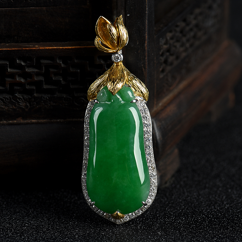 缅甸翡翠福瓜吊坠-红掌柜