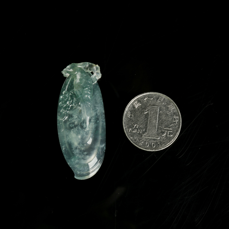 缅甸翡翠英明神武吊坠-红掌柜