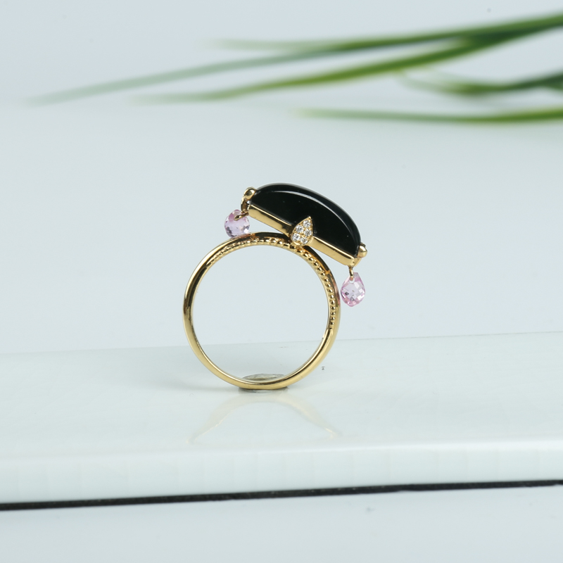 18K糯种墨翠戒指-红掌柜