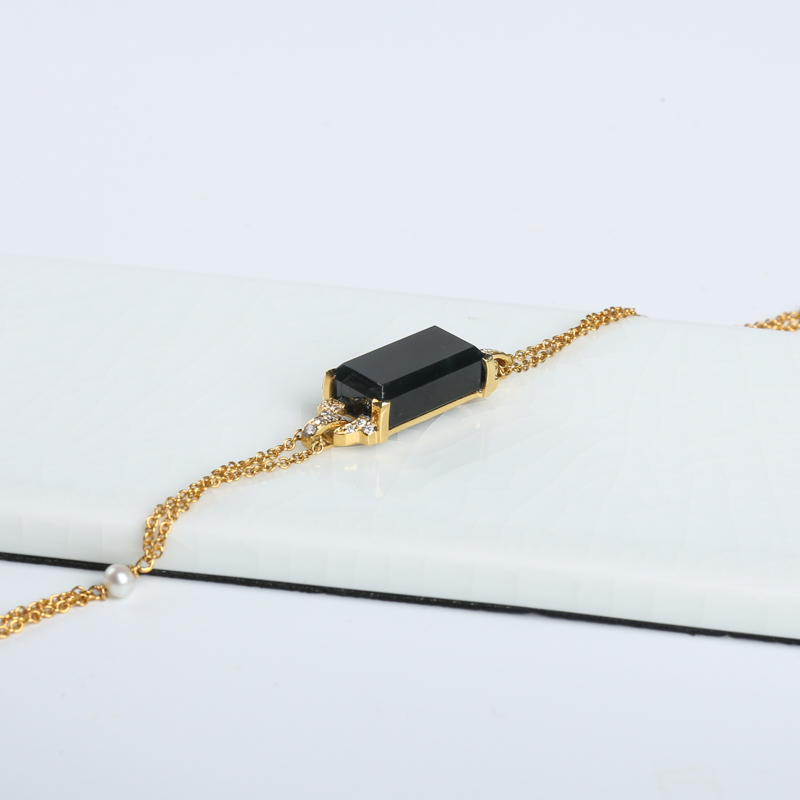 18K天然糯种墨翠手链-红掌柜