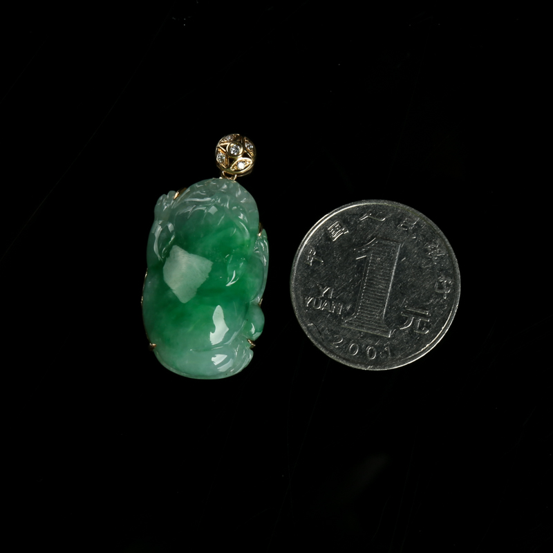 糯种翡翠貔貅吊坠-红掌柜