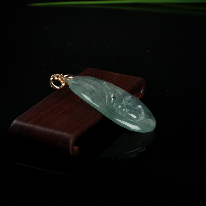 糯冰种飘花翡翠一品清廉吊坠-红掌柜