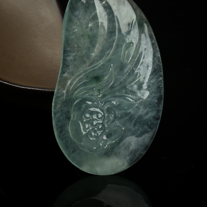 18K糯冰种飘花翡翠莲花吊坠-红掌柜