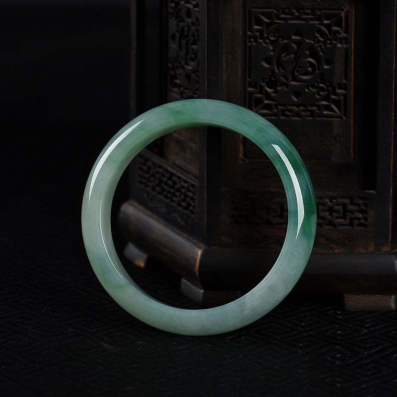 缅甸天然飘翠翡翠手镯-红掌柜