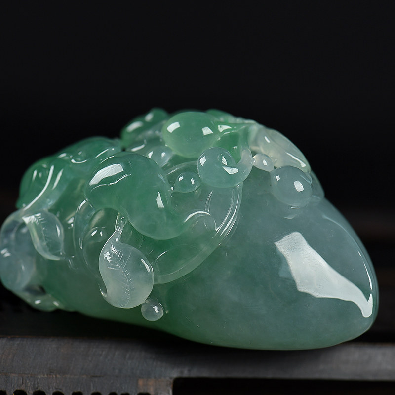 糯冰种翡翠福寿如意吊坠-红掌柜