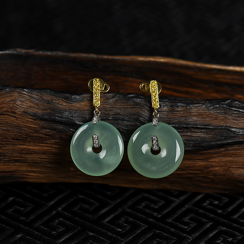 缅甸晴水翡翠平安扣三件套-红掌柜