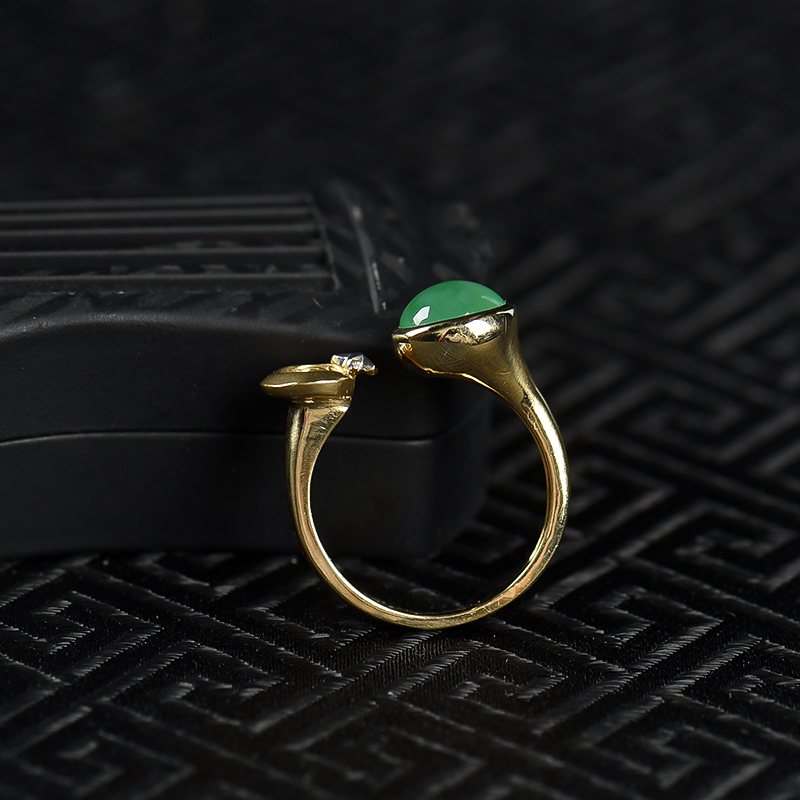 缅甸天然糯冰种翡翠戒指-红掌柜