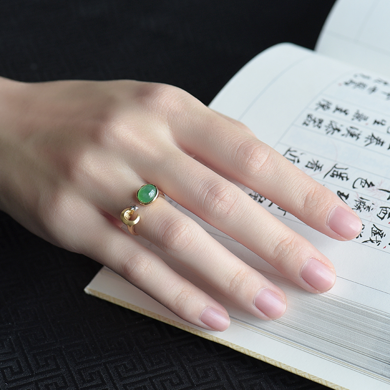 天然糯冰种翡翠戒指-红掌柜