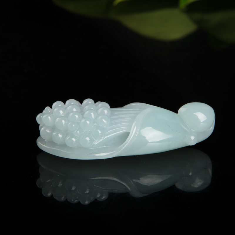 天然浅绿翡翠多子多福吊坠-红掌柜