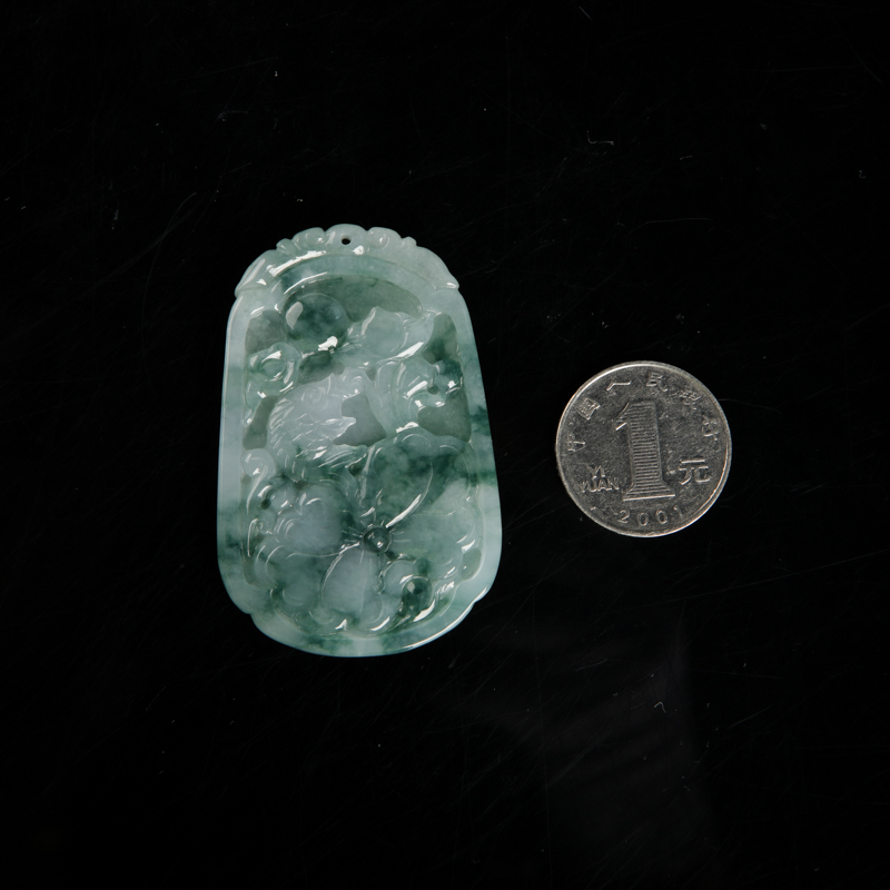 缅甸翡翠年年有余吊坠-红掌柜