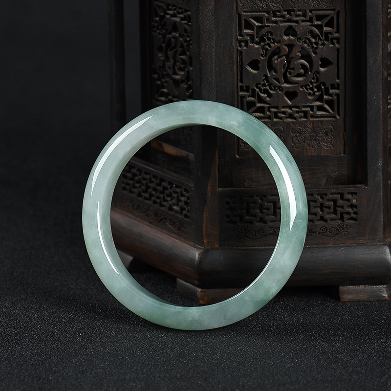 豆种翡翠手镯-红掌柜