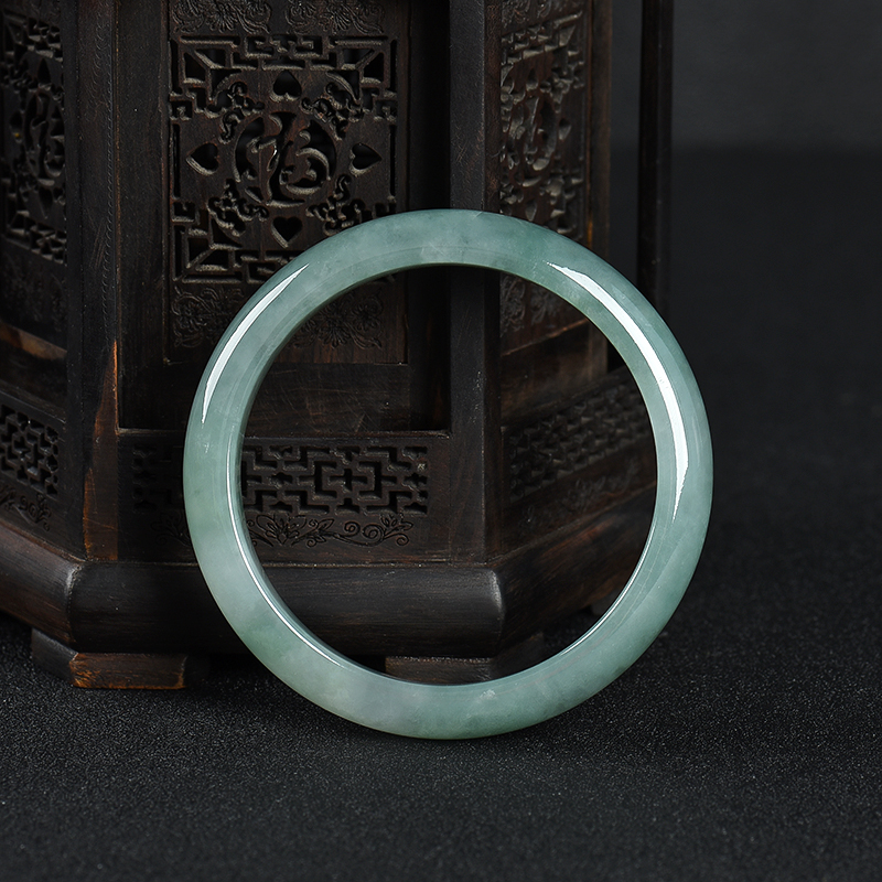 59mm豆种飘花翡翠手镯-红掌柜