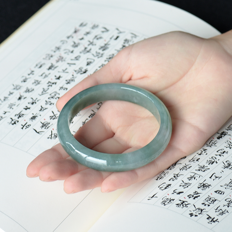 豆种翡翠手镯-红掌柜