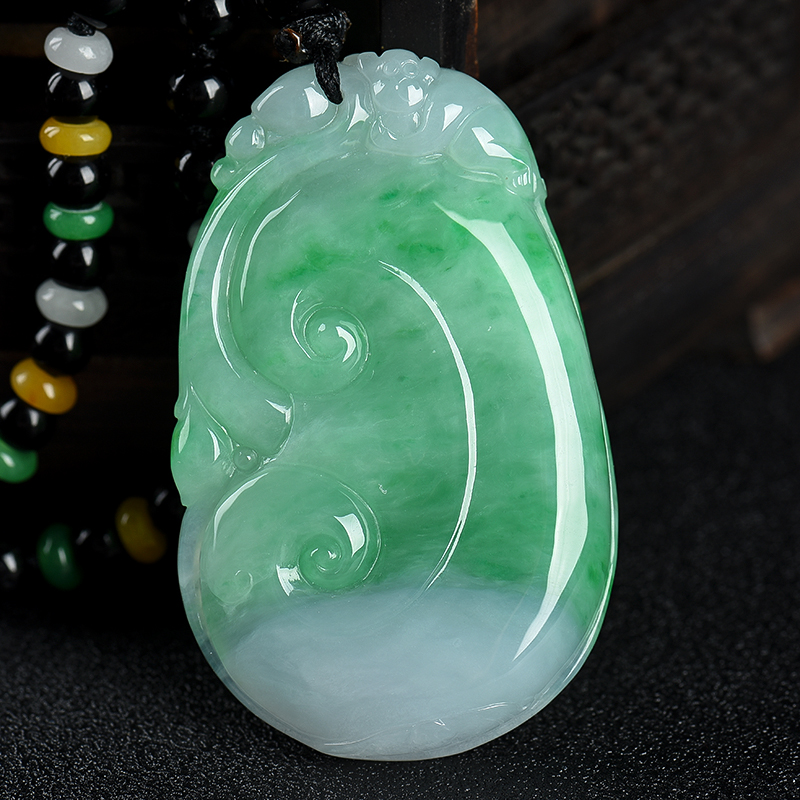 缅甸天然糯种翡翠吊坠-红掌柜