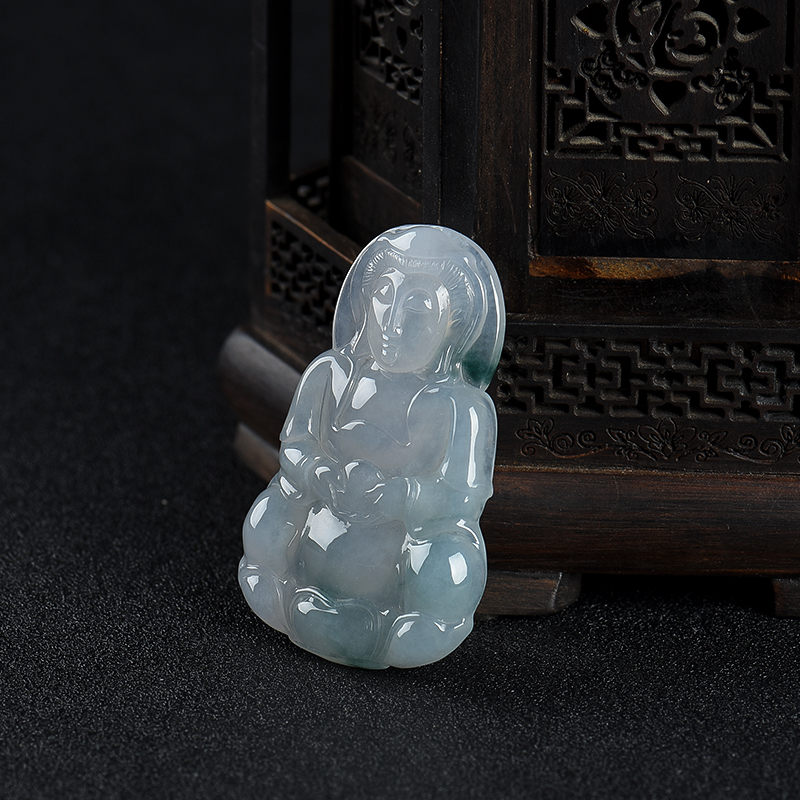 糯冰种翡翠吊坠-红掌柜