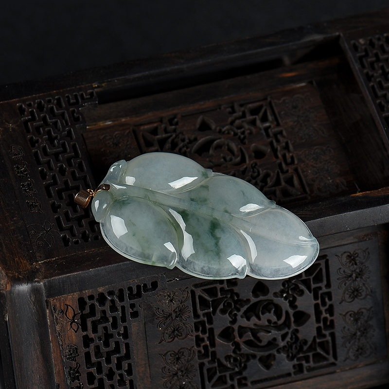缅甸糯种飘花翡翠金枝玉叶吊坠-红掌柜