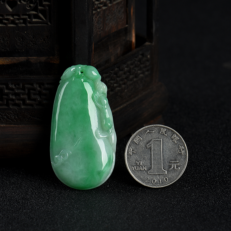 天然缅甸翡翠福瓜吊坠-红掌柜