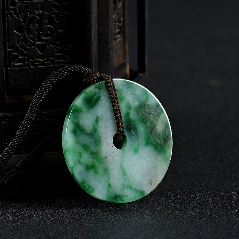 飘翠翡翠平安扣吊坠-红掌柜