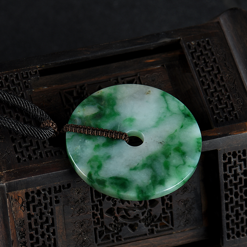 缅甸翡翠平安扣吊坠-红掌柜