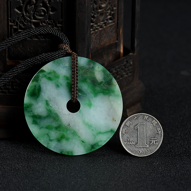 天然缅甸翡翠平安扣吊坠-红掌柜