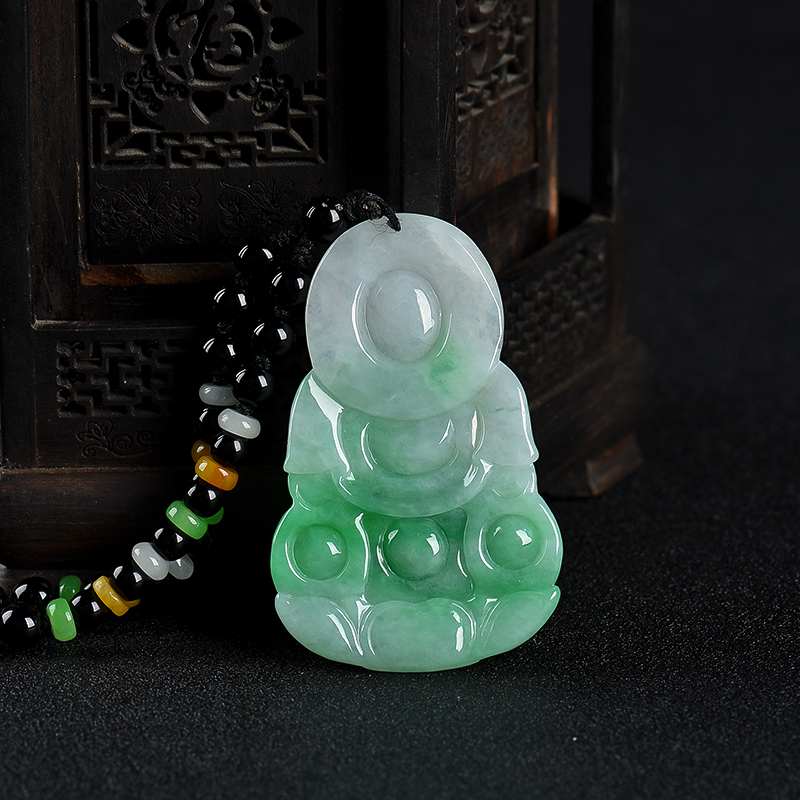 糯种飘翠翡翠吊坠-红掌柜