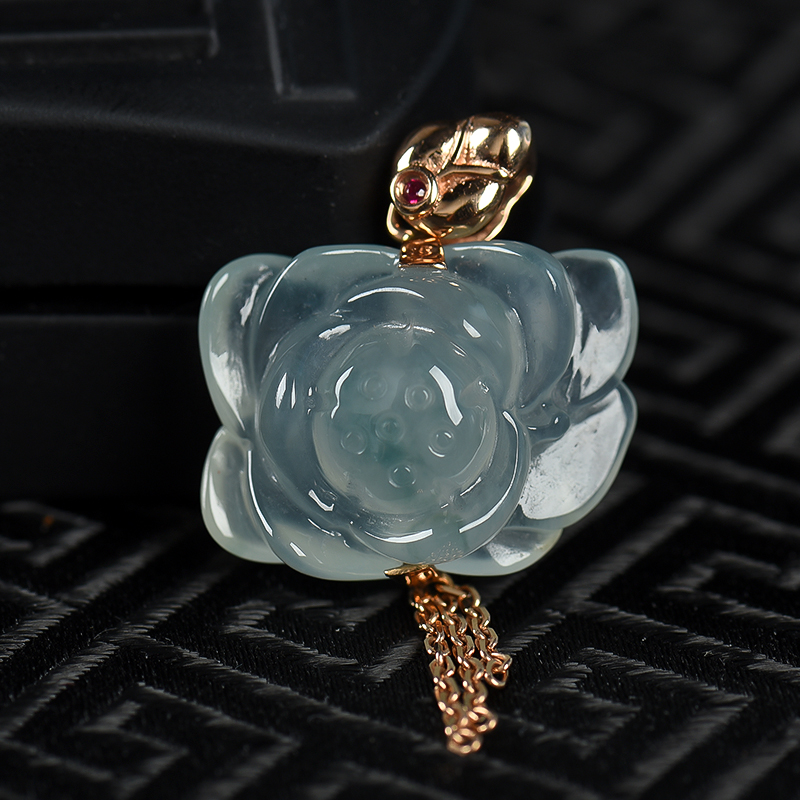 缅甸天然糯冰种翡翠一品清廉吊坠-红掌柜