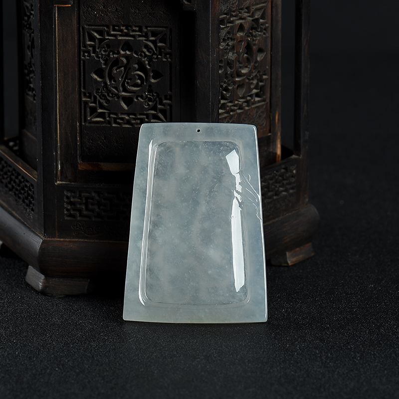 缅甸天然翡翠踏雪寻梅吊坠-红掌柜
