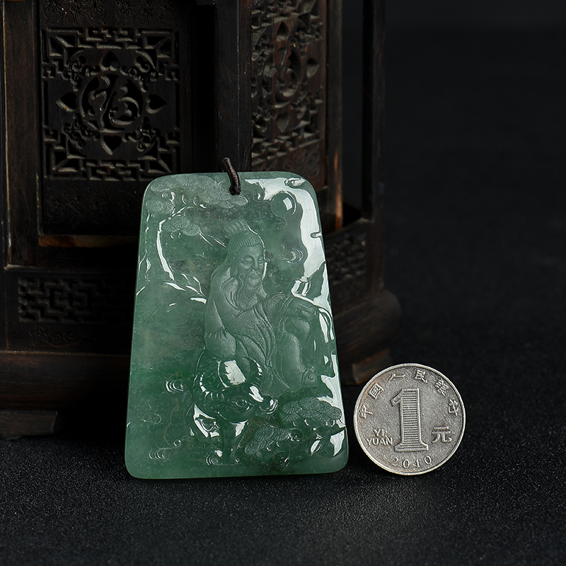 糯冰种深绿翡翠吊坠-红掌柜