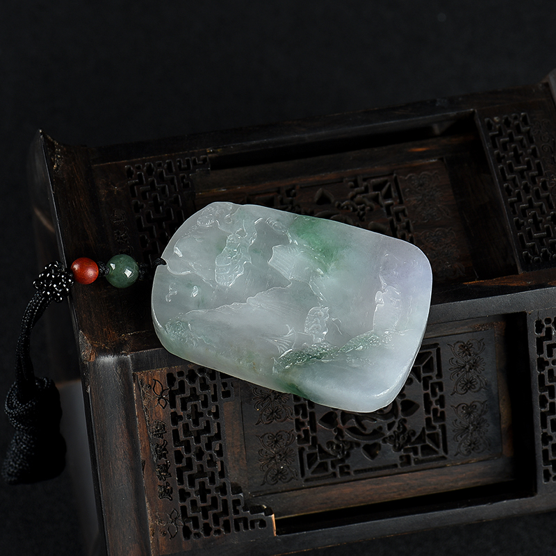 天然糯种飘花翡翠吊坠-红掌柜