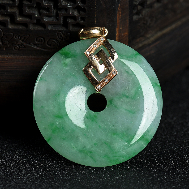 飘翠翡翠平安扣吊坠-红掌柜