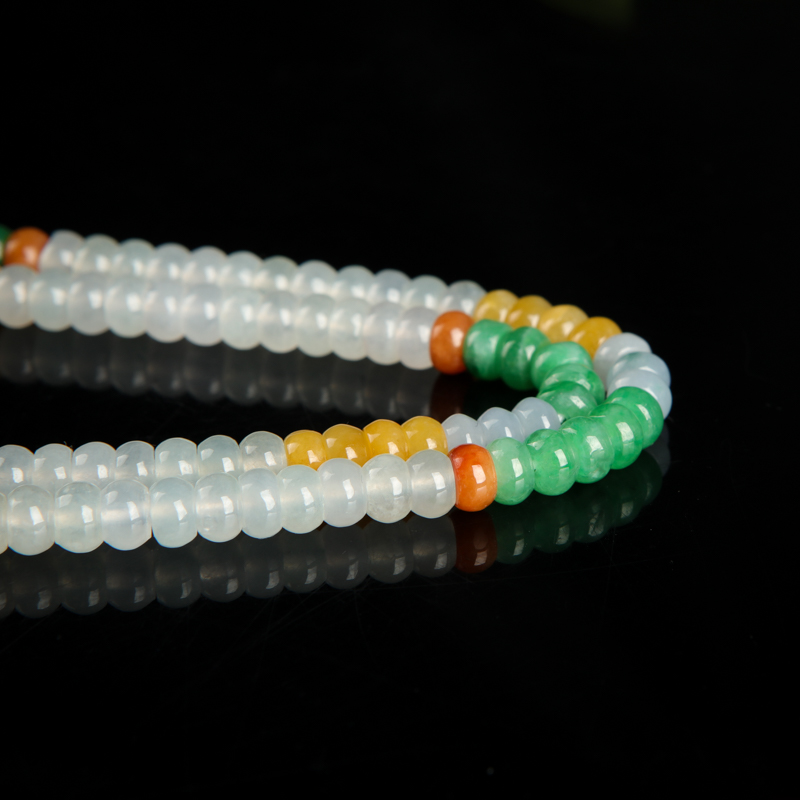 缅甸糯冰种翡翠苹果珠项链-红掌柜