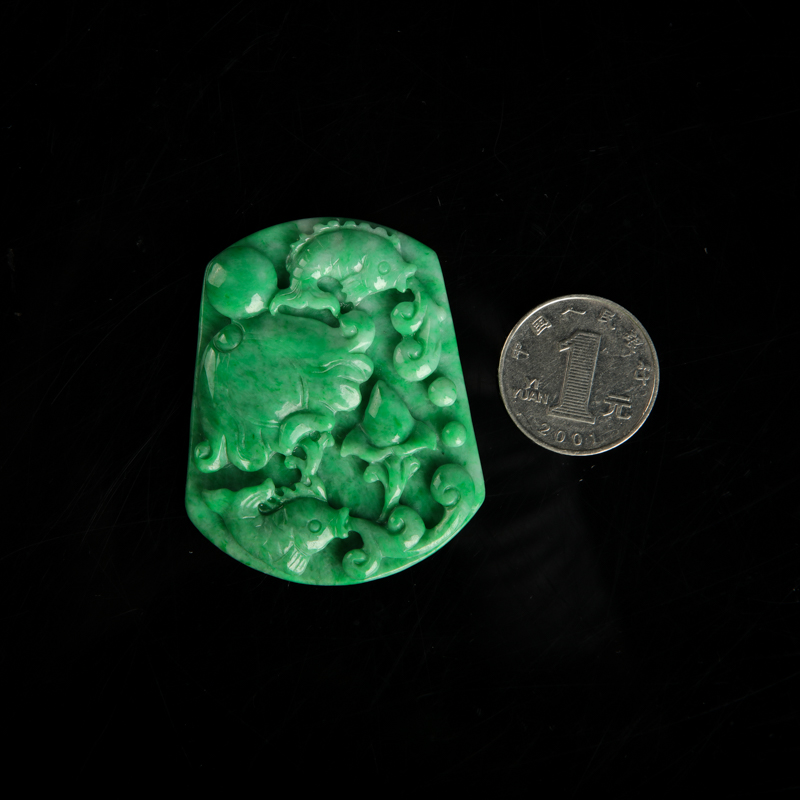 缅甸翡翠和和美美吊坠-红掌柜