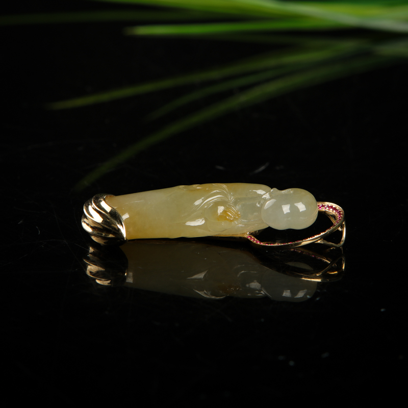 缅甸天然糯种黄翡吊坠-红掌柜