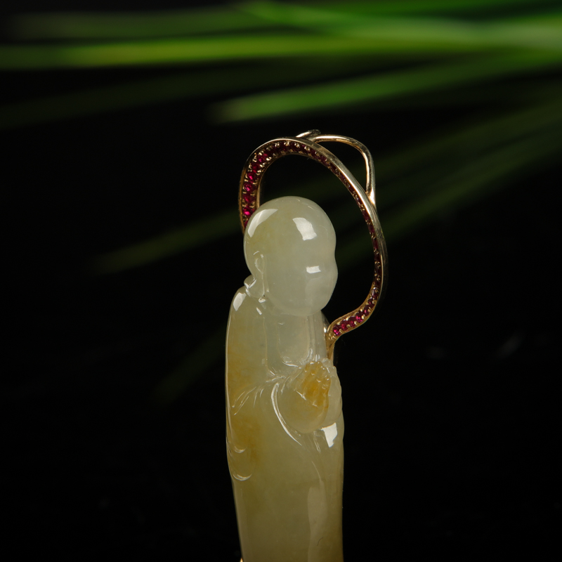 糯种黄翡禅悟吊坠-红掌柜