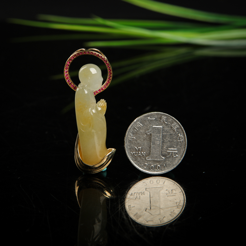 糯种黄翡吊坠-红掌柜