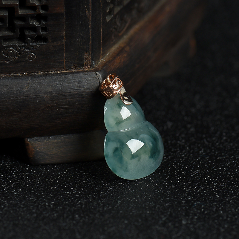 天然糯冰种飘花翡翠葫芦吊坠-红掌柜