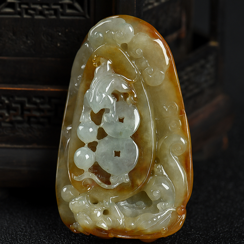 糯种黄翡福寿如意吊坠-红掌柜