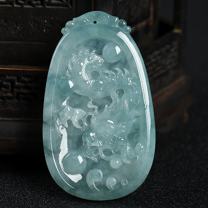 缅甸天然糯种飘花翡翠吊坠-红掌柜