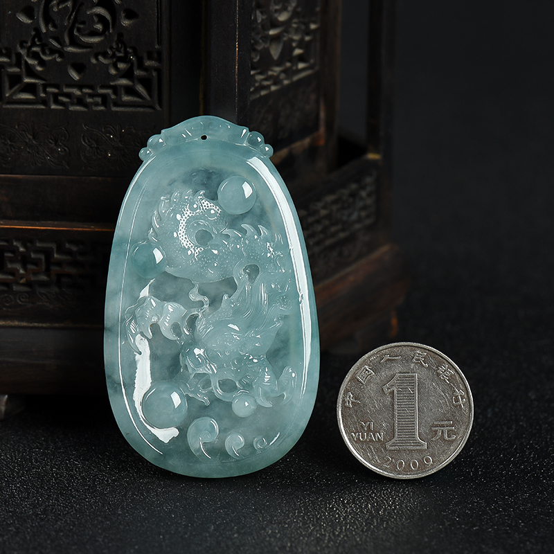 糯种飘花翡翠吊坠-红掌柜